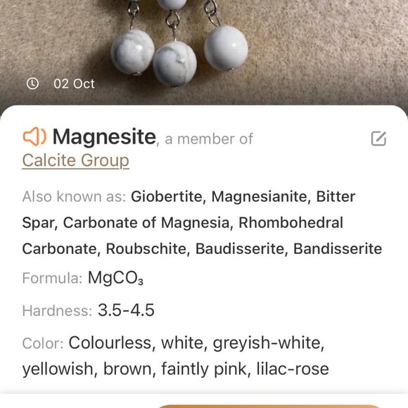 Natural White Magnesite Choker, Cute Bronze Slim Mushroom + Genuine Gemstone - Picture 13 of 14